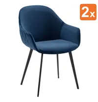 HC Stoelen | CAMILLE |  Fluweel/Metaal | Blue |  Zwarte Poten | Indoor | 2 Stuks | 560x650x820(h)mm 