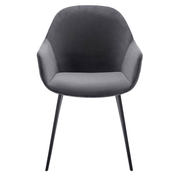 Stoelen | CAMILLE |  Fluweel/Metaal | Grey |  Zwarte Poten | Indoor | 2 Stuks | 560x650x820(h)mm