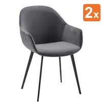 HC Stoelen | CAMILLE |  Fluweel/Metaal | Grey |  Zwarte Poten | Indoor | 2 Stuks | 560x650x820(h)mm 