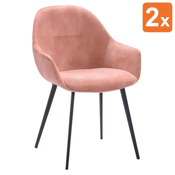 Stoelen | TERA |  Fluweel/Metaal | Blossom |  Zwarte Poten | Indoor | 2 Stuks | 560x650x820(h)mm