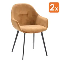 HC Stoelen | TERA |  Fluweel/Metaal | Cognac |  Zwarte Poten | Indoor | 2 Stuks | 560x650x820(h)mm 