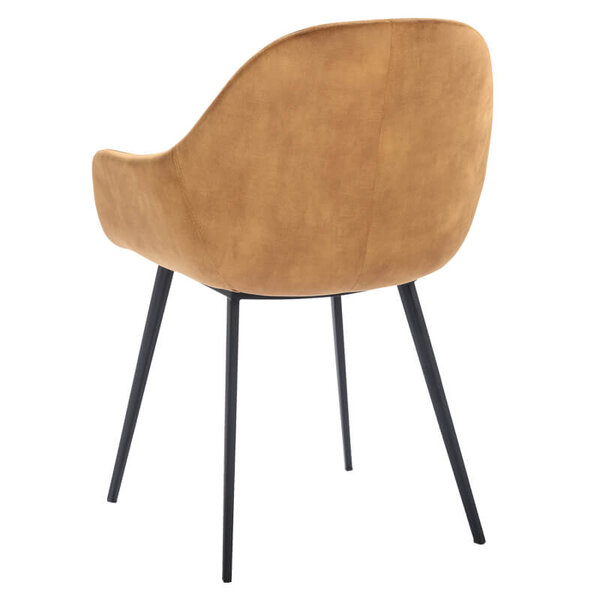 Stoelen | TERA |  Fluweel/Metaal | Cognac |  Zwarte Poten | Indoor | 2 Stuks | 560x650x820(h)mm