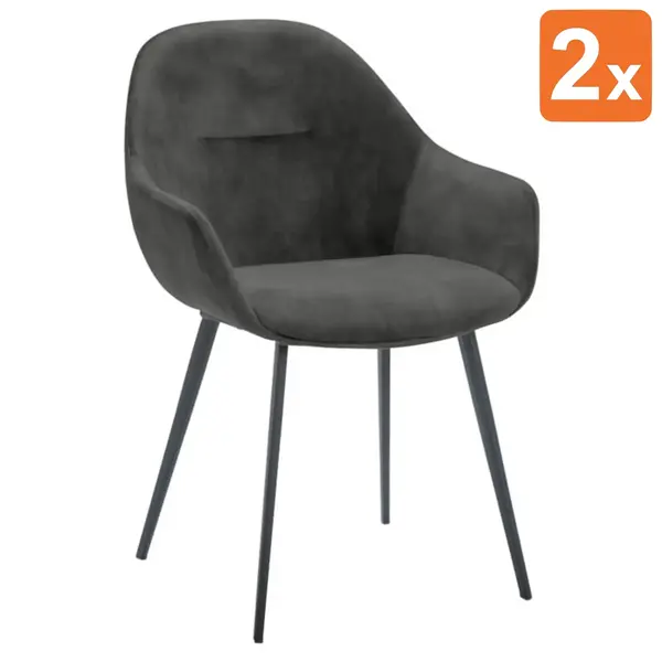 Stoelen | TERA | Fluweel/Metaal | Hunter | Zwarte Poten | Indoor | 2 Stuks | 560x650x820(h)mm