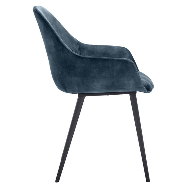 Stoelen | TERA |  Fluweel/Metaal | Petroleum Blue |  Zwarte Poten | Indoor | 2 Stuks | 560x650x820(h)mm