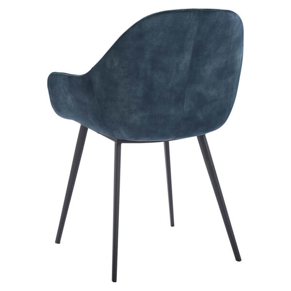 Stoelen | TERA |  Fluweel/Metaal | Petroleum Blue |  Zwarte Poten | Indoor | 2 Stuks | 560x650x820(h)mm