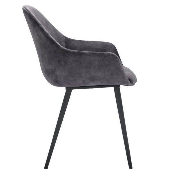 Stoelen | TERA |  Fluweel/Metaal | Anthracite |  Zwarte Poten | Indoor | 2 Stuks | 560x650x820(h)mm