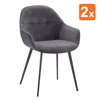 HC Stoelen | TERA |  Fluweel/Metaal | Anthracite |  Zwarte Poten | Indoor | 2 Stuks | 560x650x820(h)mm 