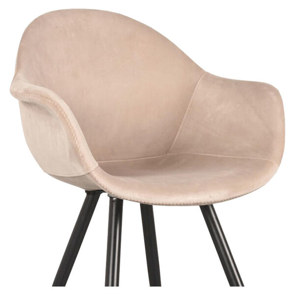 Stoelen | FIONA |  Fluweel/Metaal | Sand |  Zwarte Poten | Indoor | 2 Stuks | 600x580x830(h)mm