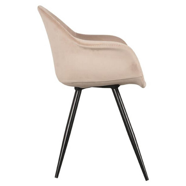 Stoelen | FIONA |  Fluweel/Metaal | Sand |  Zwarte Poten | Indoor | 2 Stuks | 600x580x830(h)mm