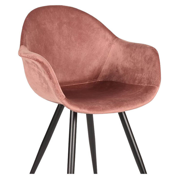 Stoelen | FIONA |  Fluweel/Metaal | Old Pink |  Zwarte Poten | Indoor | 2 Stuks | 600x580x830(h)mm