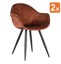 HC Stoelen | FIONA |  Fluweel/Metaal | Rust |  Zwarte Poten | Indoor | 2 Stuks | 600x580x830(h)mm 