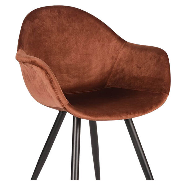 Stoelen | FIONA |  Fluweel/Metaal | Rust |  Zwarte Poten | Indoor | 2 Stuks | 600x580x830(h)mm
