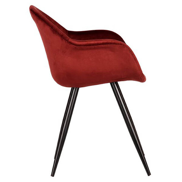 Stoelen | FIONA |  Fluweel/Metaal | Bordeaux |  Zwarte Poten | Indoor | 2 Stuks | 600x580x830(h)mm