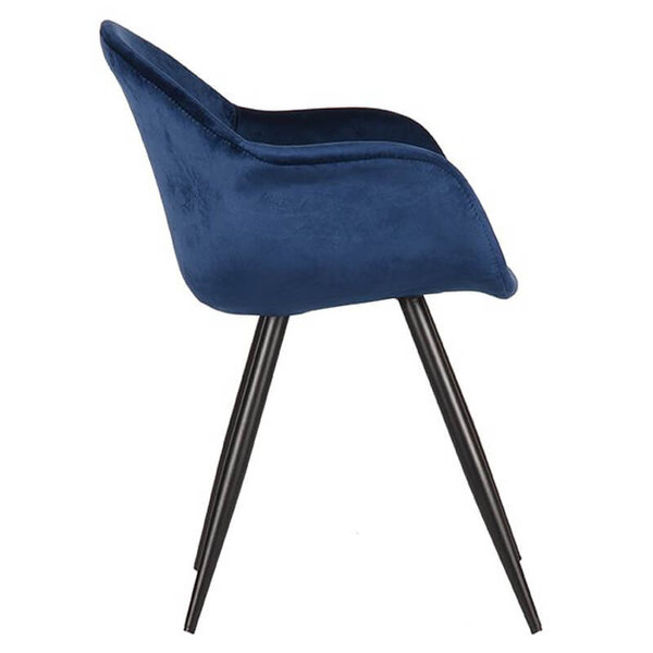 Stoelen | FIONA |  Fluweel/Metaal | Blue |  Zwarte Poten | Indoor | 2 Stuks | 600x580x830(h)mm