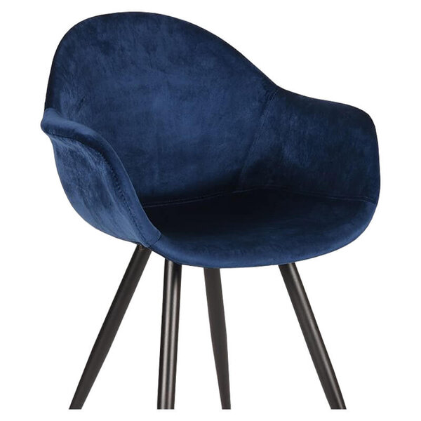 Stoelen | FIONA |  Fluweel/Metaal | Blue |  Zwarte Poten | Indoor | 2 Stuks | 600x580x830(h)mm