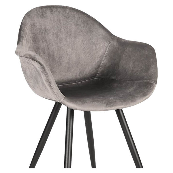 Stoelen | FIONA |  Fluweel/Metaal | Grey |  Zwarte Poten | Indoor | 2 Stuks | 600x580x830(h)mm