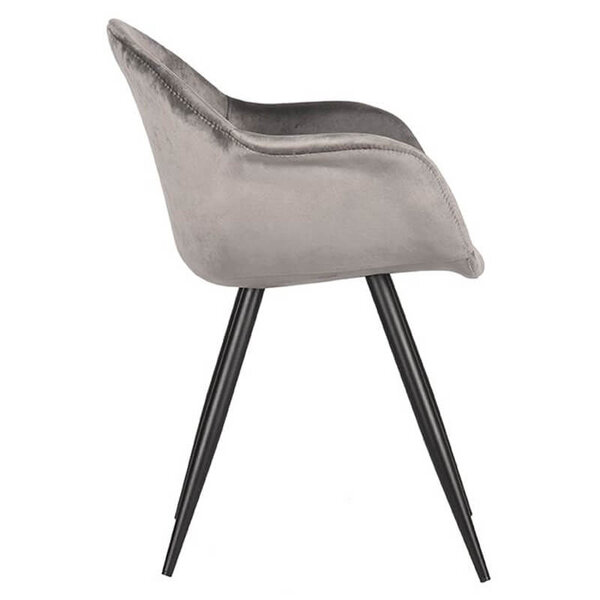 Stoelen | FIONA |  Fluweel/Metaal | Grey |  Zwarte Poten | Indoor | 2 Stuks | 600x580x830(h)mm