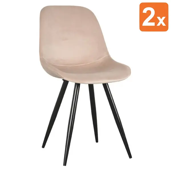 Stoelen | CARA |  Fluweel/Metaal | Sand |  Zwarte Poten | Indoor | 2 Stuks | 460x560x880(h)mm
