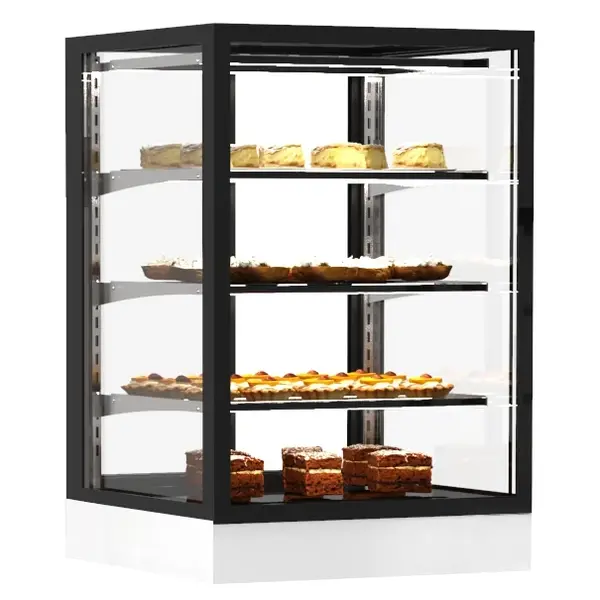 Koelvitrine | INTEGRA | Zwart/Wit | +2°C/+6°C | Geforceerd | Externe Koeling (Excl.) | 4 Niveaus | Touchscreen | 600x600x950(h)mm