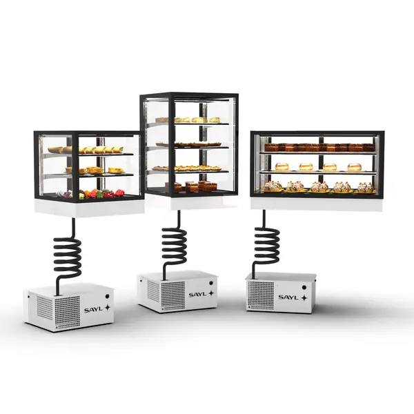 Koelvitrine | INTEGRA | Zwart/Wit | +2°C/+6°C | Geforceerd | 4 Niveaus | Zelfbediening | Touchscreen | Losse Koelunit (Inbouw) | 600x600x950(h)mm