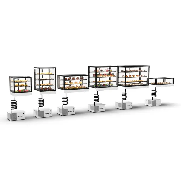 Koelvitrine | INTEGRA | Zwart/Wit | +2°C/+6°C | Geforceerd | 1 Niveau | Touchscreen | Losse Koelunit (Inbouw) | 1200x600x400(h)mm