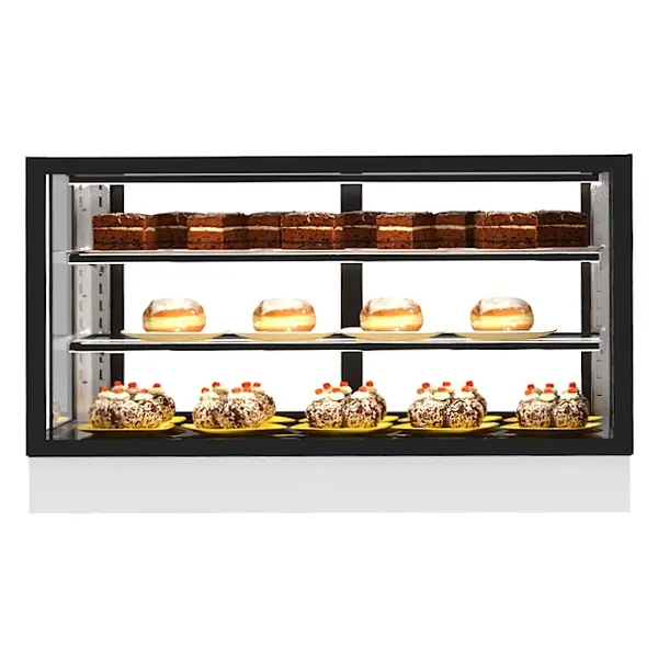 Koelvitrine | INTEGRA | Zwart/Wit | +2°C/+6°C | Geforceerd | 3 Niveaus | Touchscreen | Losse Koelunit (Inbouw) | 1200x600x650(h)mm