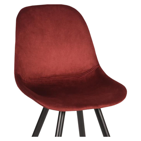 Stoelen | CARA |  Fluweel/Metaal | Bordeaux |  Zwarte Poten | Indoor | 2 Stuks | 460x560x880(h)mm