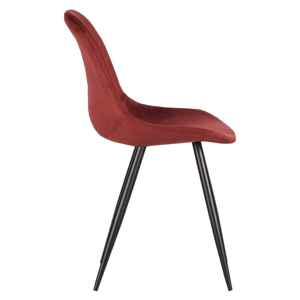 Stoelen | CARA |  Fluweel/Metaal | Bordeaux |  Zwarte Poten | Indoor | 2 Stuks | 460x560x880(h)mm