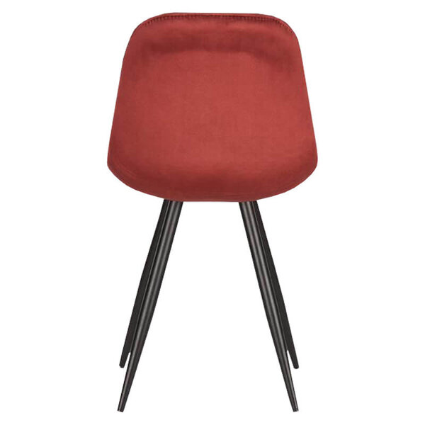 Stoelen | CARA |  Fluweel/Metaal | Bordeaux |  Zwarte Poten | Indoor | 2 Stuks | 460x560x880(h)mm