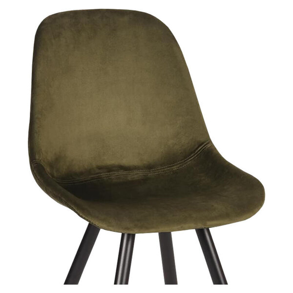 Stoelen | CARA |  Fluweel/Metaal | Army Green |  Zwarte Poten | Indoor | 2 Stuks | 460x560x880(h)mm