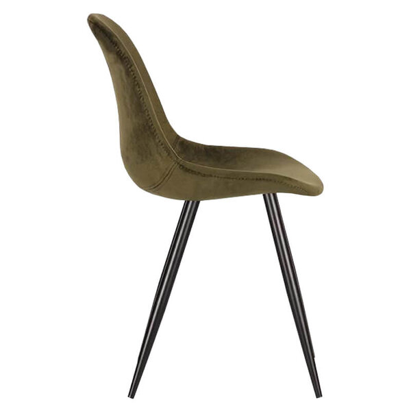 Stoelen | CARA |  Fluweel/Metaal | Army Green |  Zwarte Poten | Indoor | 2 Stuks | 460x560x880(h)mm