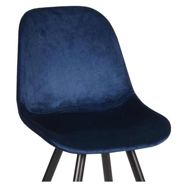 Stoelen | CARA |  Fluweel/Metaal | Blue |  Zwarte Poten | Indoor | 2 Stuks | 460x560x880(h)mm