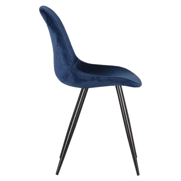 Stoelen | CARA |  Fluweel/Metaal | Blue |  Zwarte Poten | Indoor | 2 Stuks | 460x560x880(h)mm