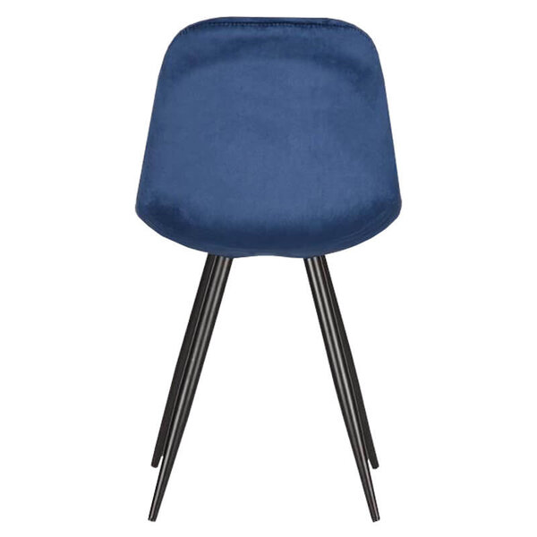 Stoelen | CARA |  Fluweel/Metaal | Blue |  Zwarte Poten | Indoor | 2 Stuks | 460x560x880(h)mm