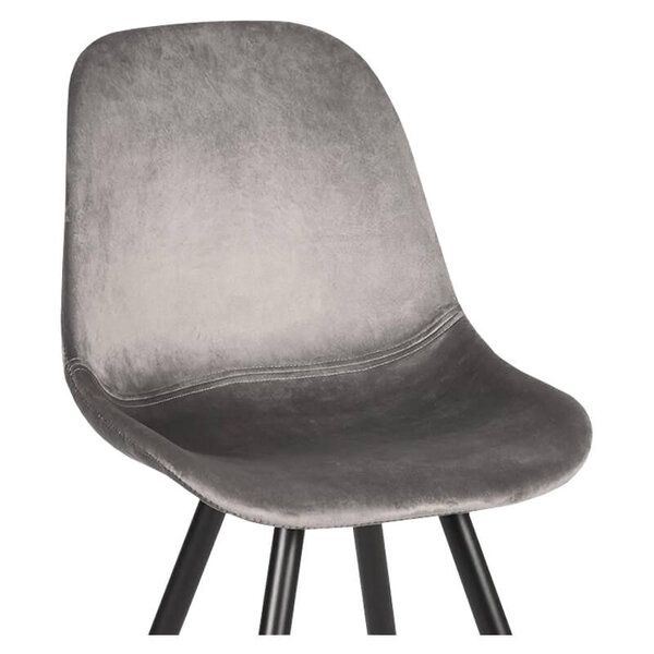 Stoelen | CARA |  Fluweel/Metaal | Grey |  Zwarte Poten | Indoor | 2 Stuks | 460x560x880(h)mm