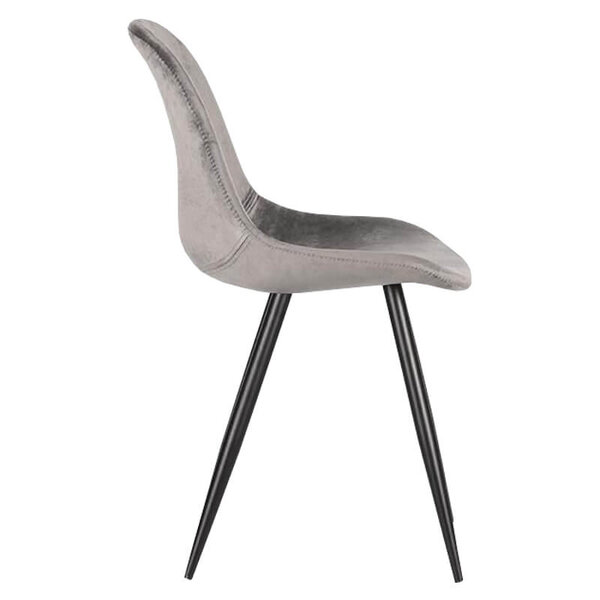 Stoelen | CARA |  Fluweel/Metaal | Grey |  Zwarte Poten | Indoor | 2 Stuks | 460x560x880(h)mm