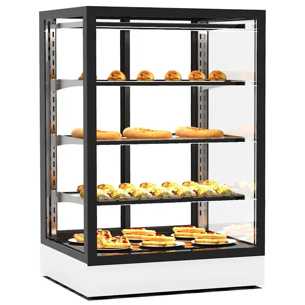 Warmhoudvitrine | INTEGRA | Zwart/Wit | 60°C/70°C | Geventileerd | 4 Niveaus | 0.73kW (230V) | Touchscreen | 600x600x950(h)mm