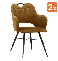 HC Stoelen | JEWEL |  Fluweel/Metaal | Cognac |  Zwarte Poten | Indoor | 2 Stuks | 605x625x870(h)mm 
