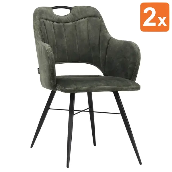 Stoelen | JEWEL | Fluweel/Metaal | Hunter | Zwarte Poten | Indoor | 2 Stuks | 605x625x870(h)mm