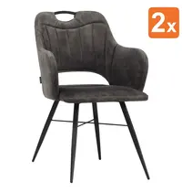 HC Stoelen | JEWEL |  Fluweel/Metaal | Anthracite |  Zwarte Poten | Indoor | 2 Stuks | 605x625x870(h)mm 