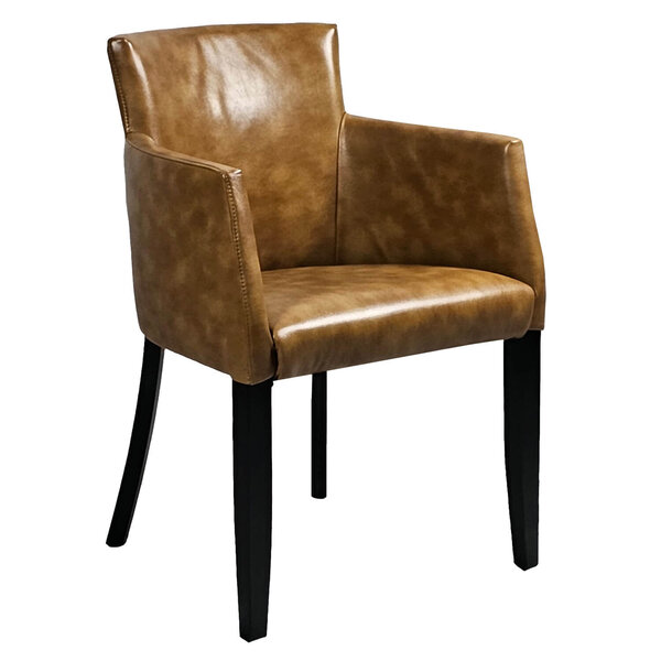 Stoel | OMEGA | Kunstleer/Hout | Cognac | Wengé Poten | Indoor | 510x530x880(h)mm