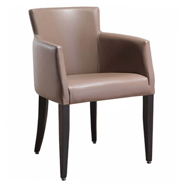 Stoel | OMEGA | Kunstleer/Hout | Taupe | Wengé Poten | Indoor | 510x530x880(h)mm