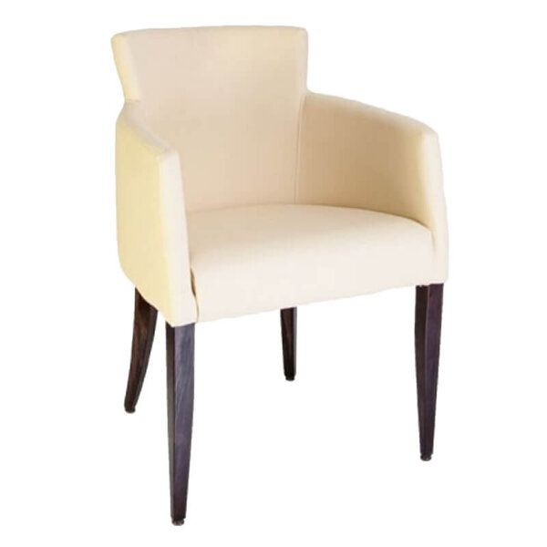 Stoel | OMEGA | Kunstleer/Hout | Creme | Wengé Poten | Indoor | 510x530x880(h)mm
