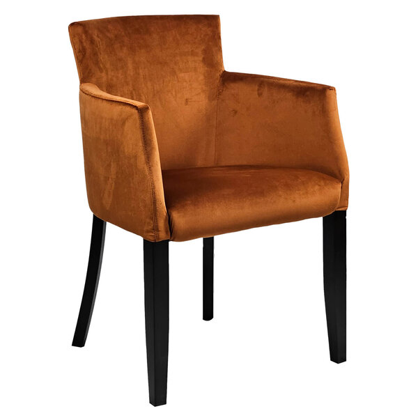 Stoel | OMEGA | Fluweel/Hout | Rust | Wengé Poten | Indoor | 510x530x880(h)mm
