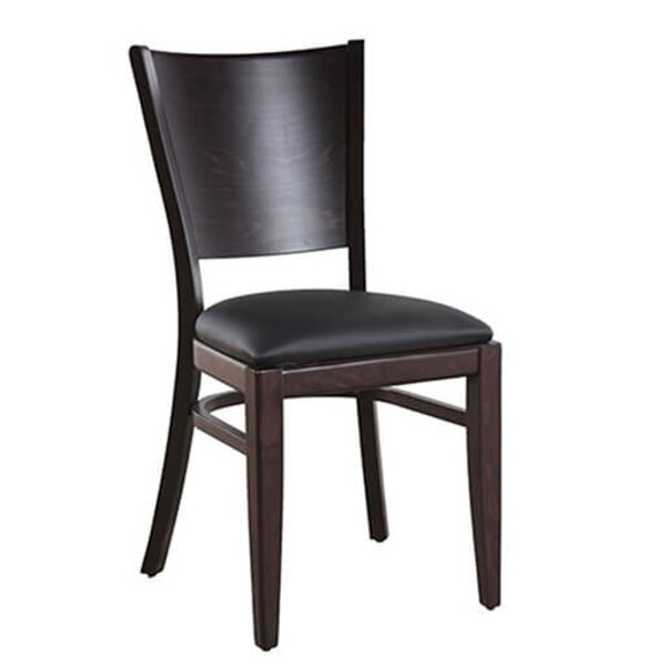 Stoel | ALESSIA | Kunstleer/Hout | Black | Wengé Frame | Indoor | 460x540x890(h)mm