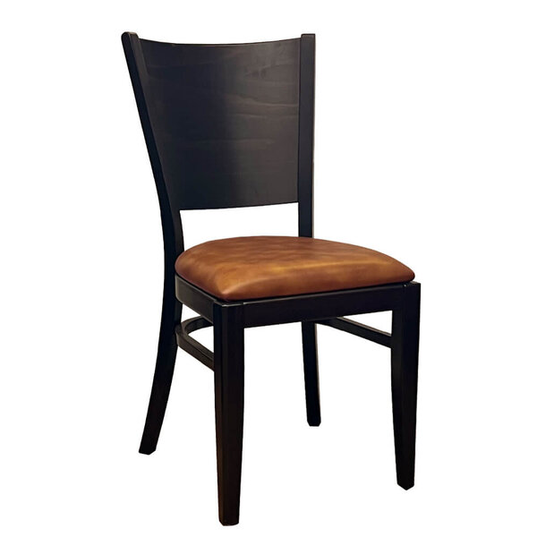 Stoel | ALESSIA | Kunstleer/Hout | Ary Cognac | Zwart Frame | Indoor | 460x540x890(h)mm