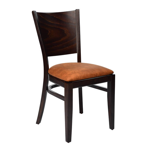 Stoel | ALESSIA | Suedine/Hout | Cognac | Wengé Frame | Indoor | 460x540x890(h)mm