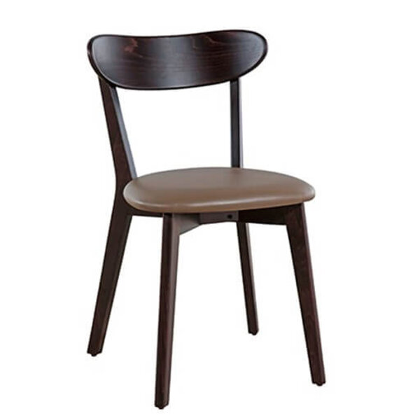 Stoel | SOFIA | Kunstleer/Hout | Taupe | Wengé Frame | Indoor | 440x560x800(h)mm