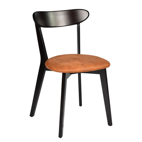Stoel | SOFIA | Microvezel/Hout | Cognac | Wengé Frame | Indoor | 440x560x800(h)mm