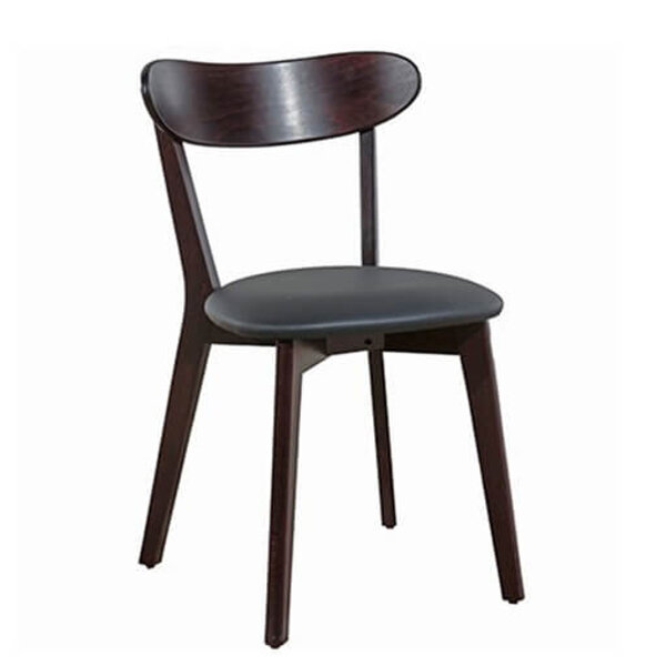 Stoel | SOFIA | Kunstleer/Hout | Black | Wengé Frame | Indoor | 440x560x800(h)mm